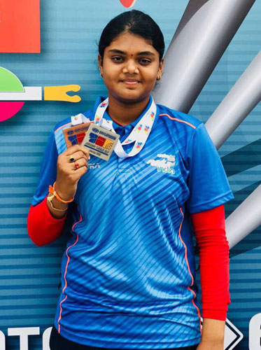 Ms. V Jyothi Surekha won Silver and Bronze Medals
